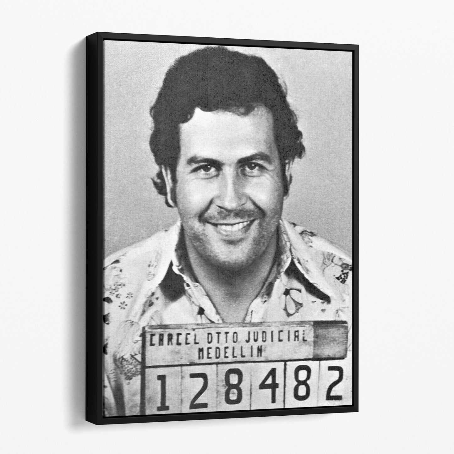 Pablo Escobar Prison Mug Shot Black & White
