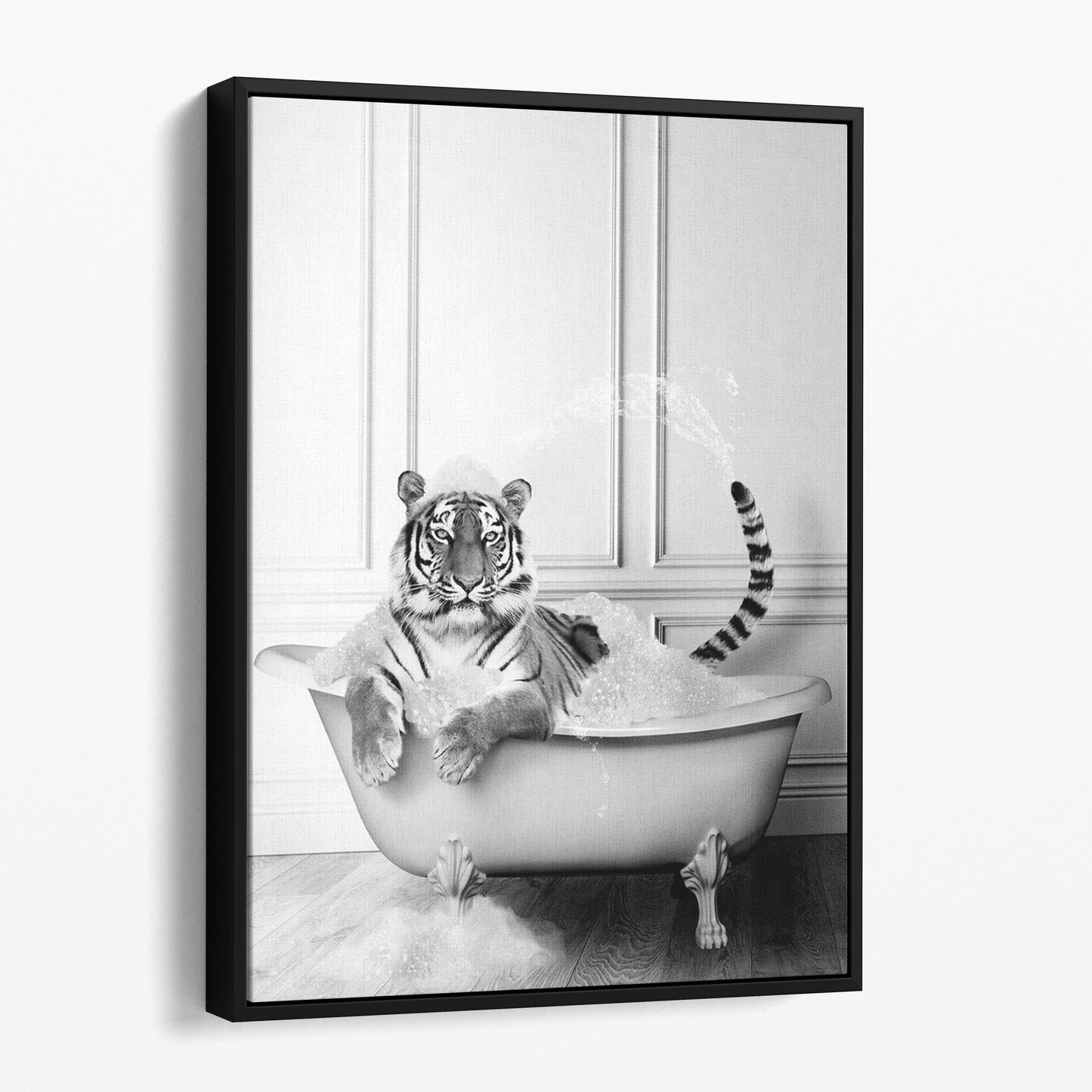 Tiger Taking A Bubble Bath In The Bathtub