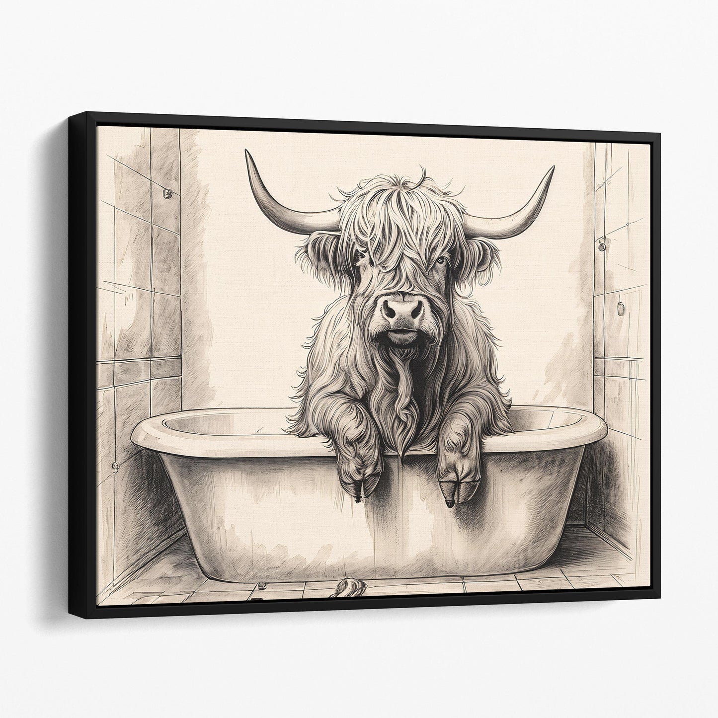 Highland Cow Taking A Bath