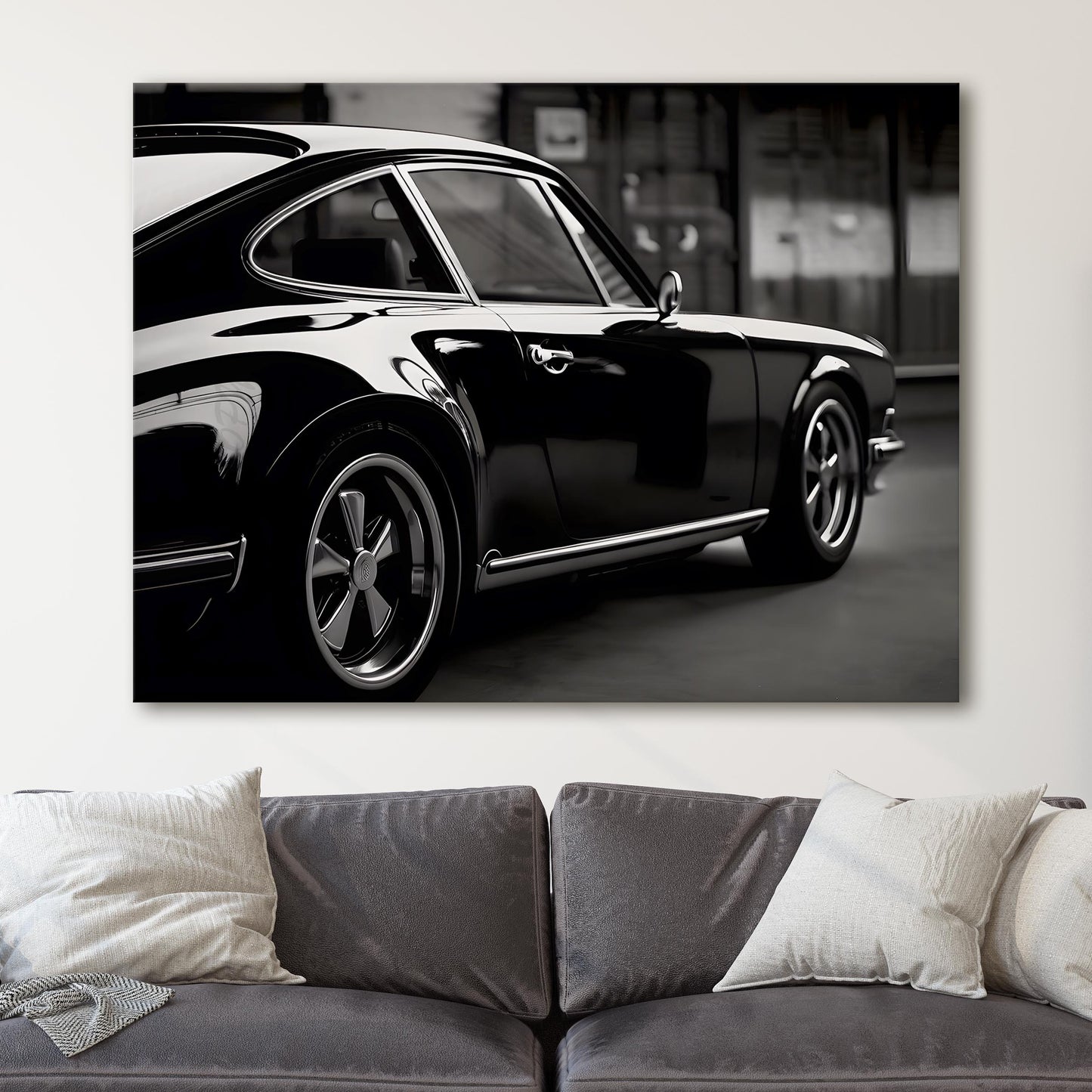 Vintage Black Porsche 911 Side View