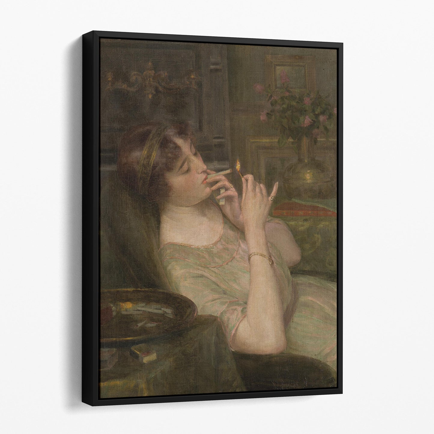 Woman Smoking Cigarette by Auguste Levêque-Suzanne