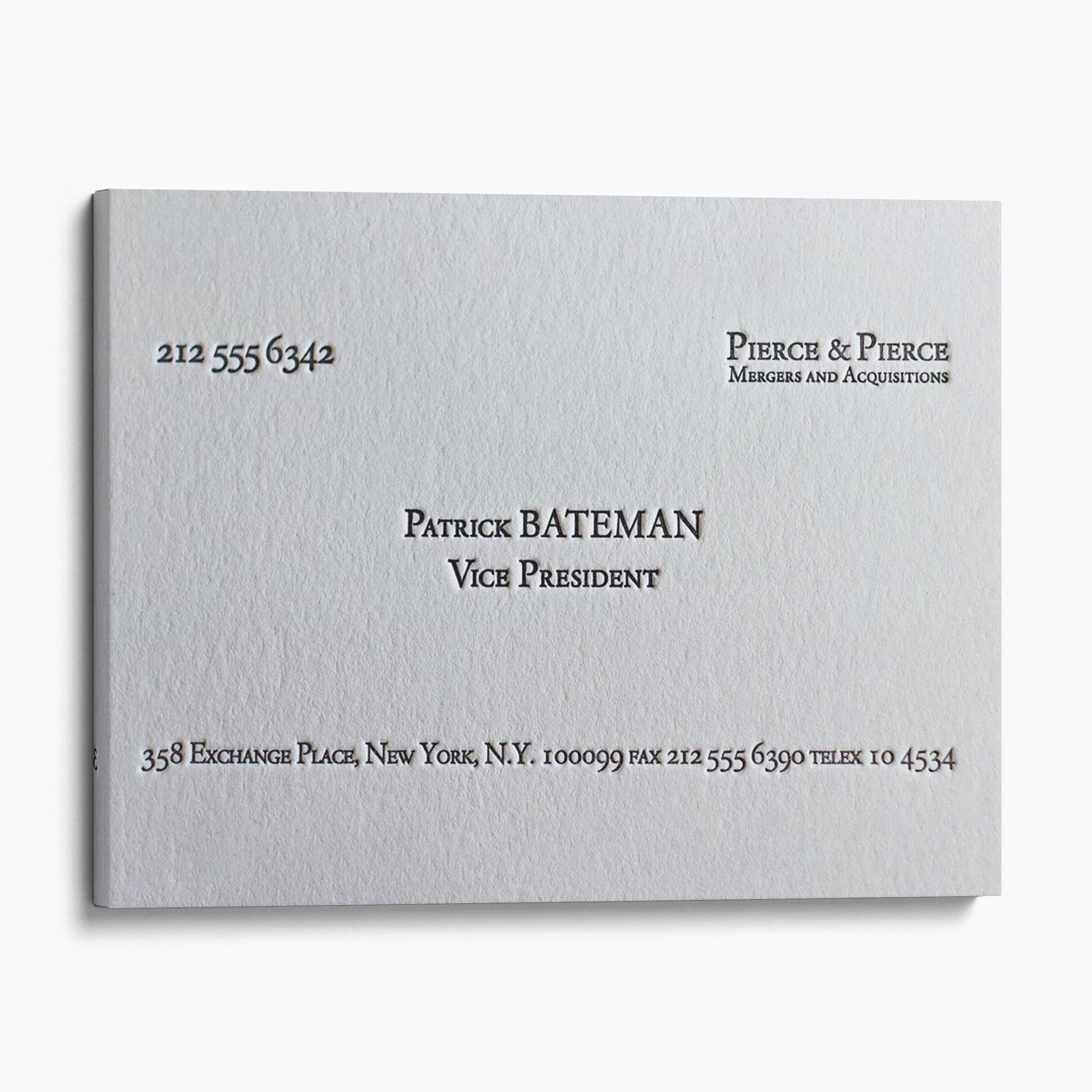 Patrick Bateman Business Card American Psycho Canvas Wall Art Prints