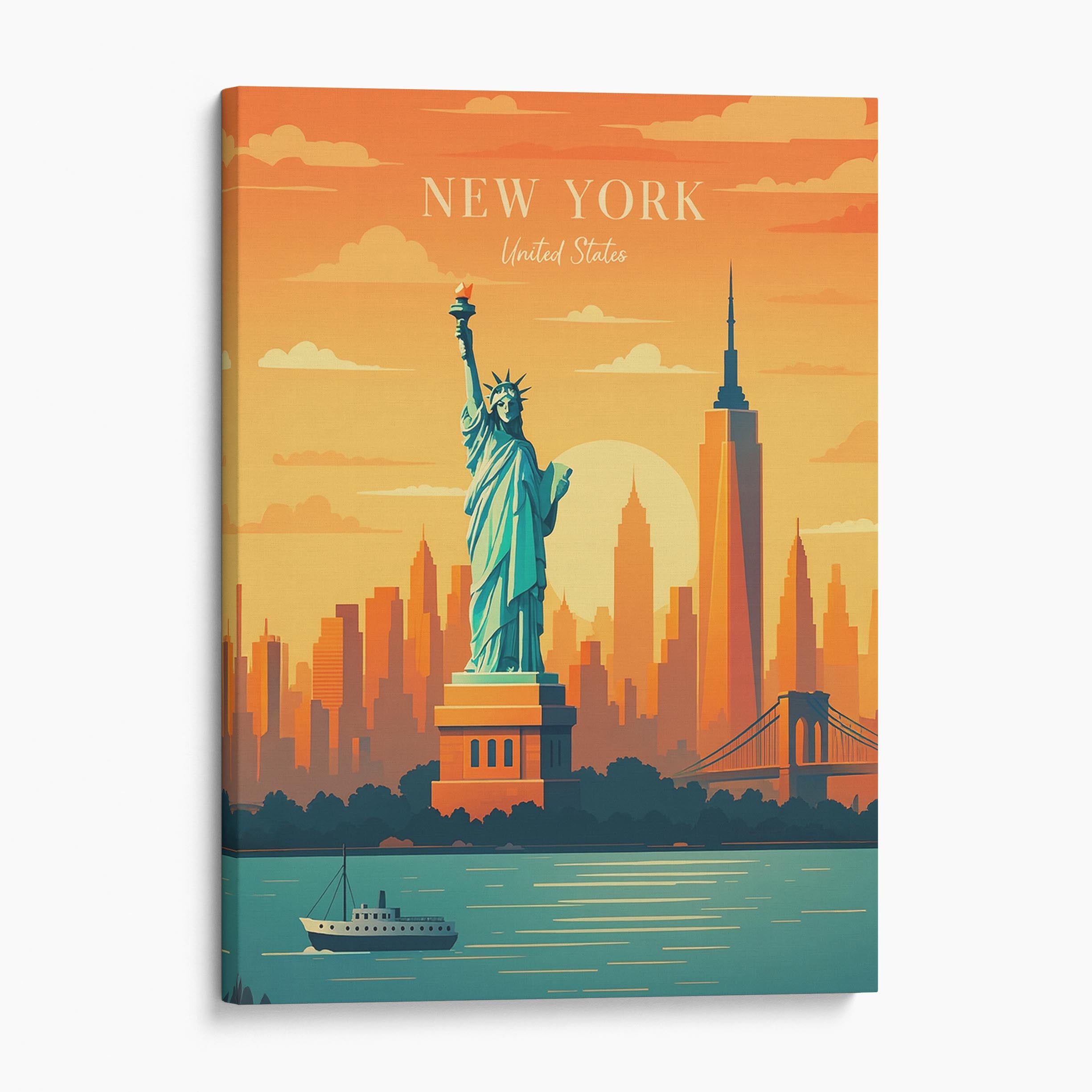 New York City Vintage Travel Poster Canvas Wall Art Prints – Big Canvas ...