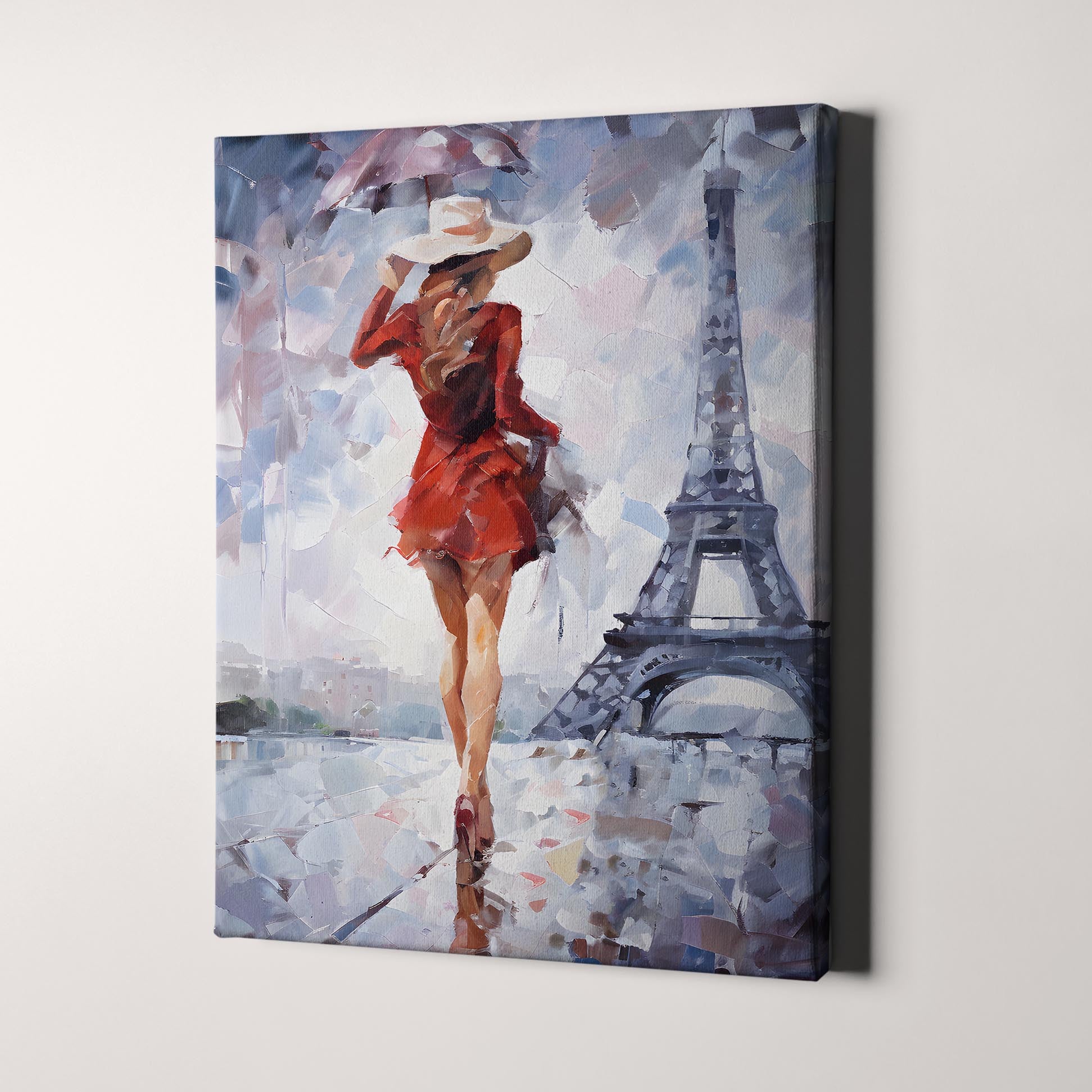 Girl In Red Dress by Eiffel Tower Paris Canvas Wall Art Prints Girl In Red Dress by Eiffel Tower Paris Canvas Wall Art Prints