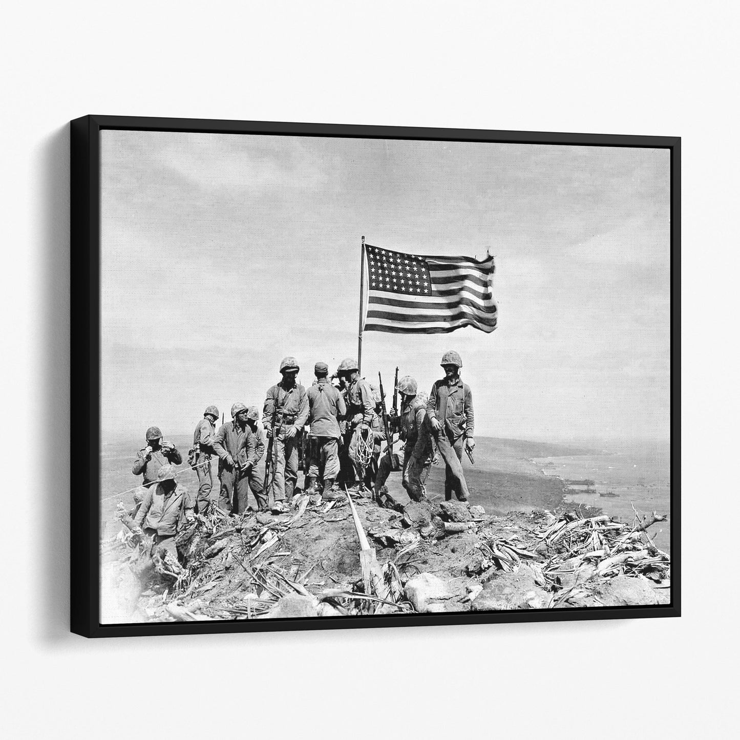 U.S. Marines Raise The American Flag Atop Mount Suribachi On Iwo Jima