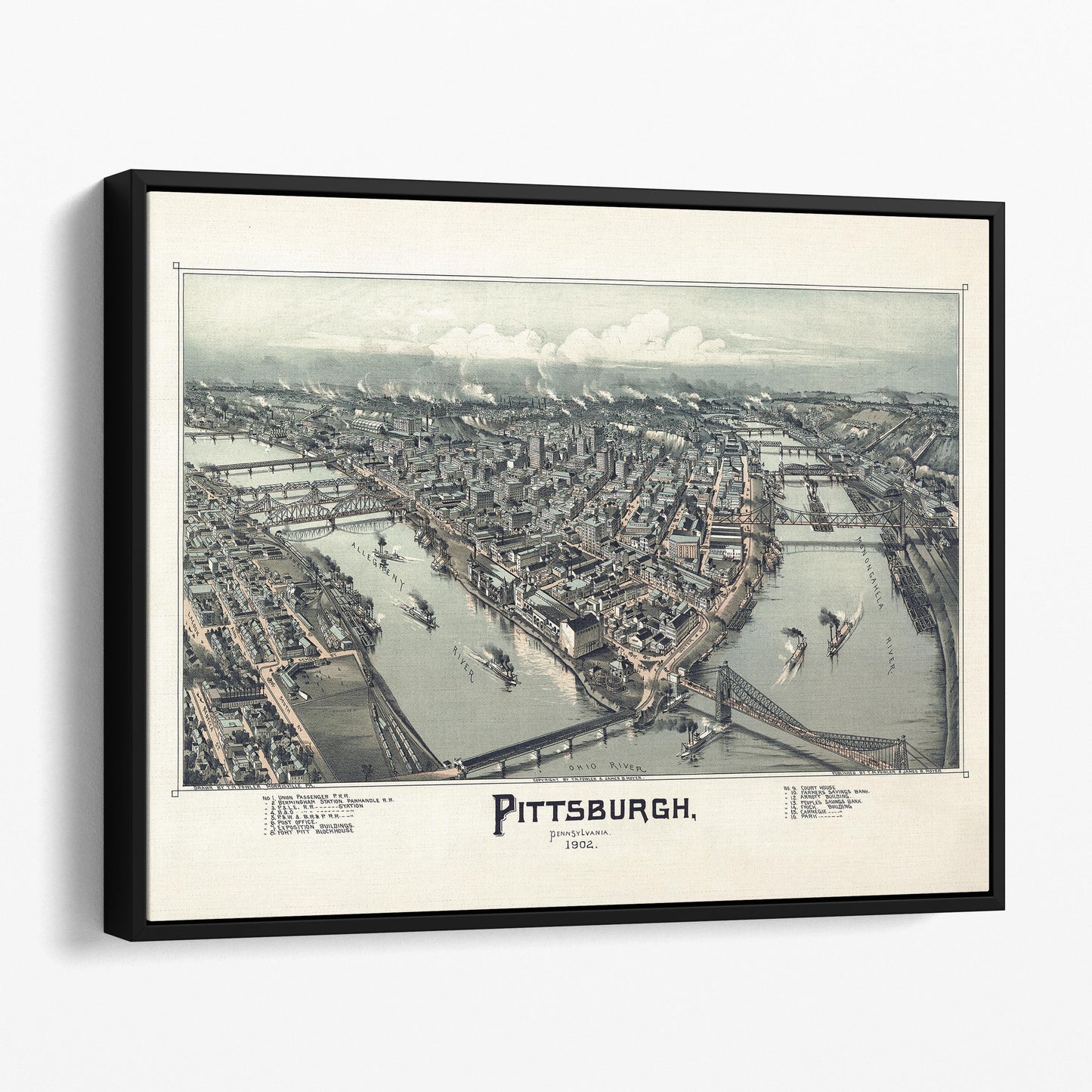 Pittsburgh Map 1902 - Vintage Bird's Eye View Map