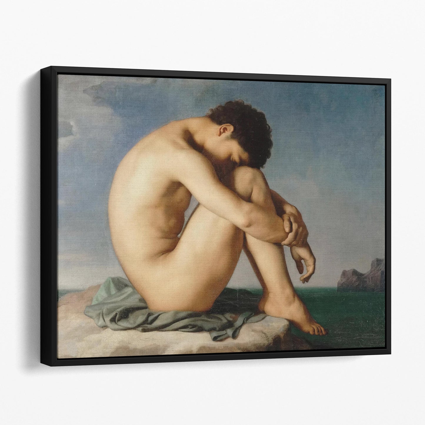 Study (Young Male Nude Seated Beside the Sea) by Hippolyte Flandrin