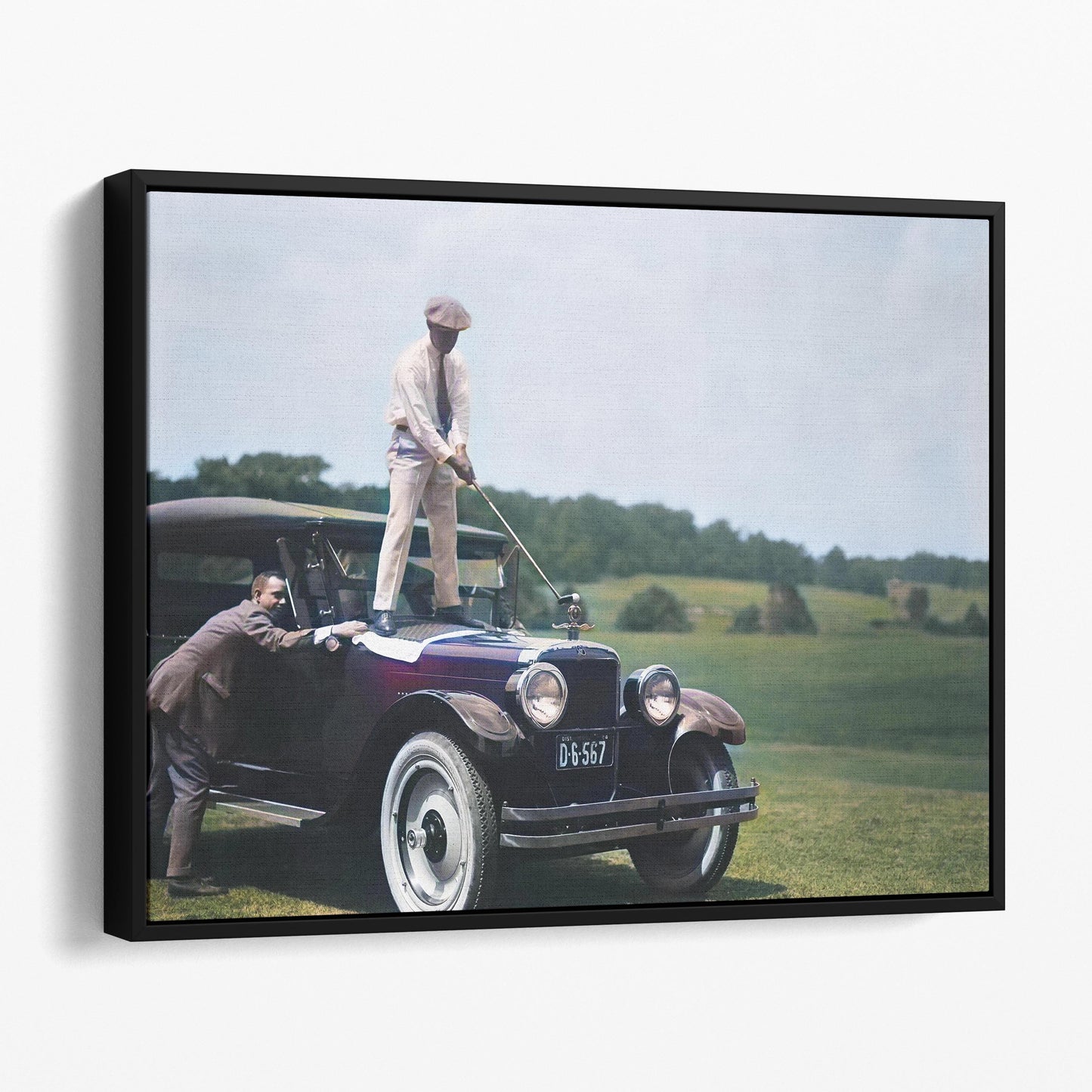 Golfing On Top Of A Car Vintage Golf