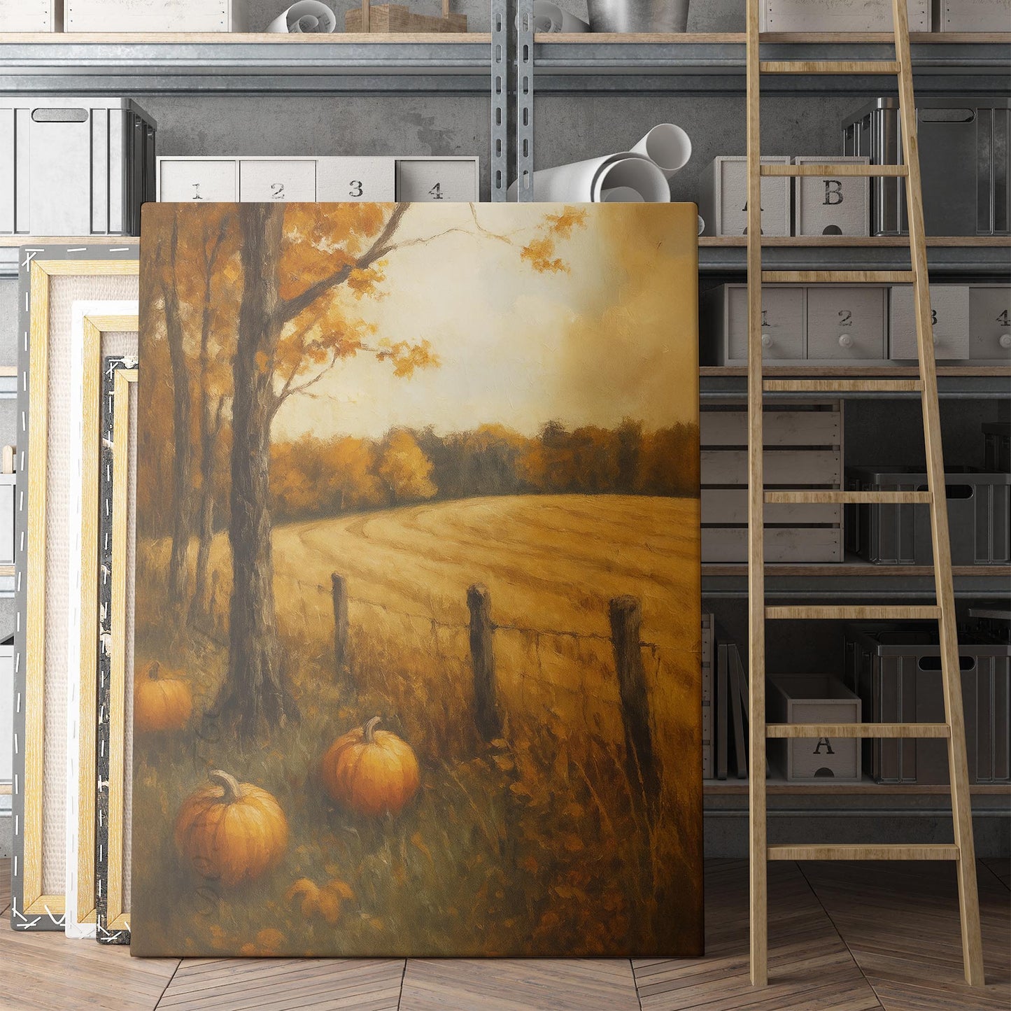 Rustic Fall Pumpkin Field Landscape