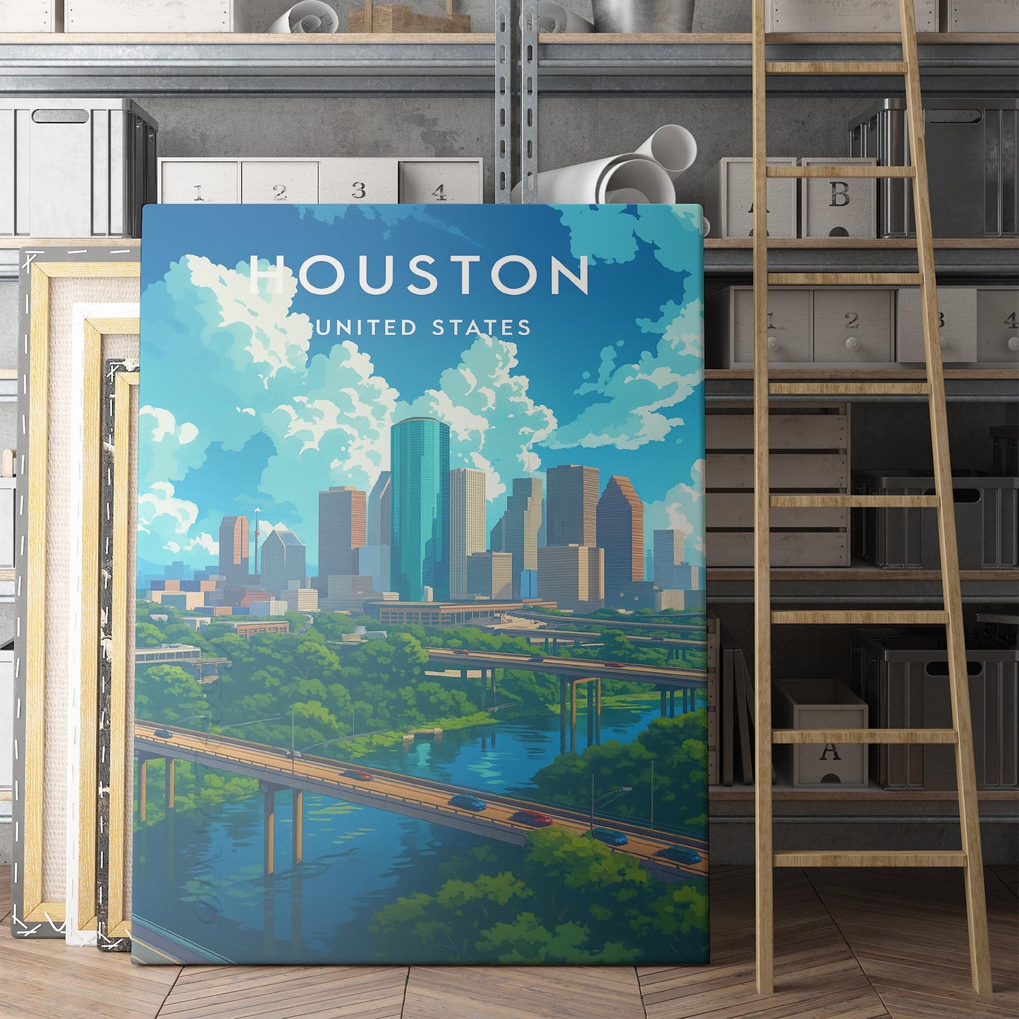 Houston Texas Vintage Travel Poster