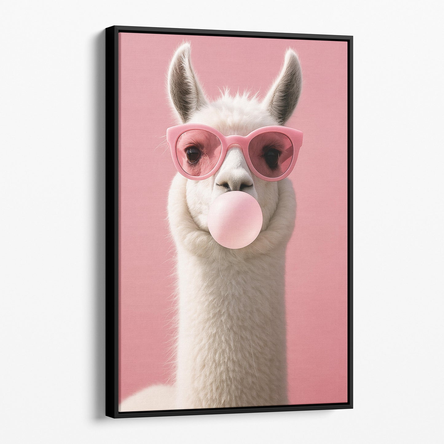 Llama With Sunglasses Blowing Pink Bubble Gum