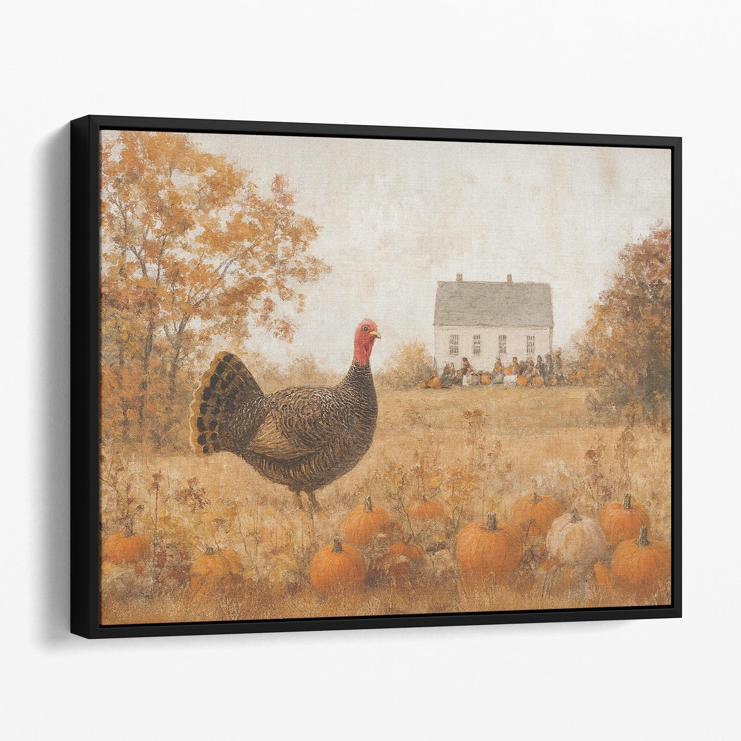 Turkey In Pumpkin Field