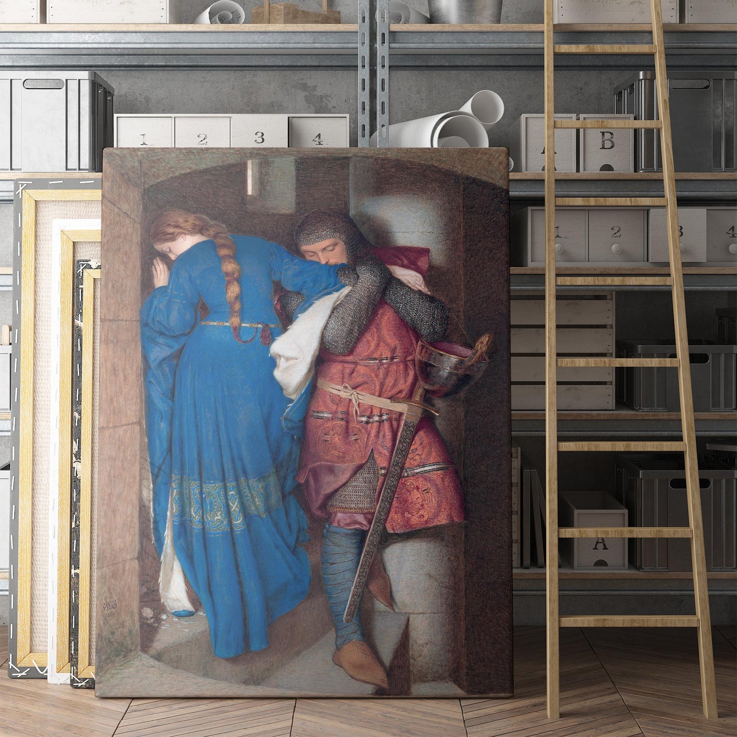 Hellelil and Hildebrand: The Meeting on the Turret Stairs by Frederic William Burton