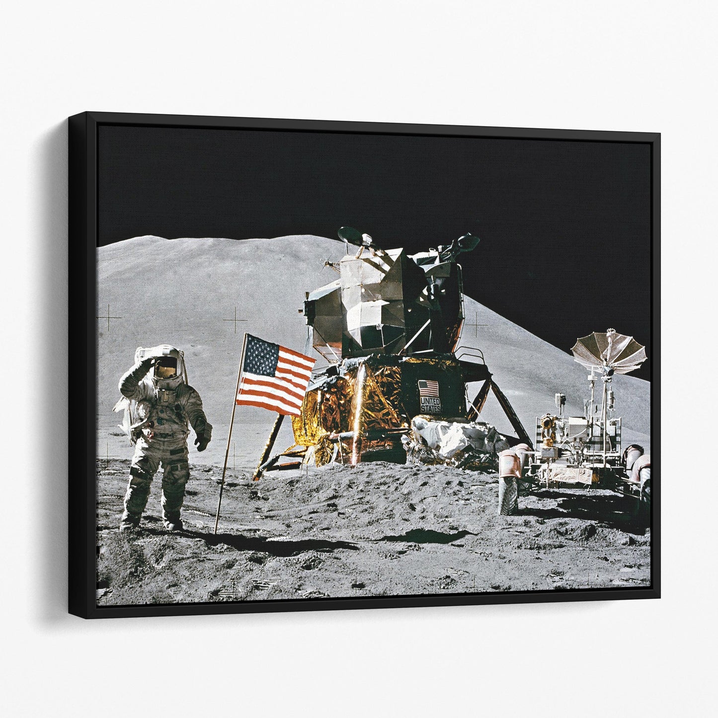Irwin And Flag at Hadley Moon Base, 1971