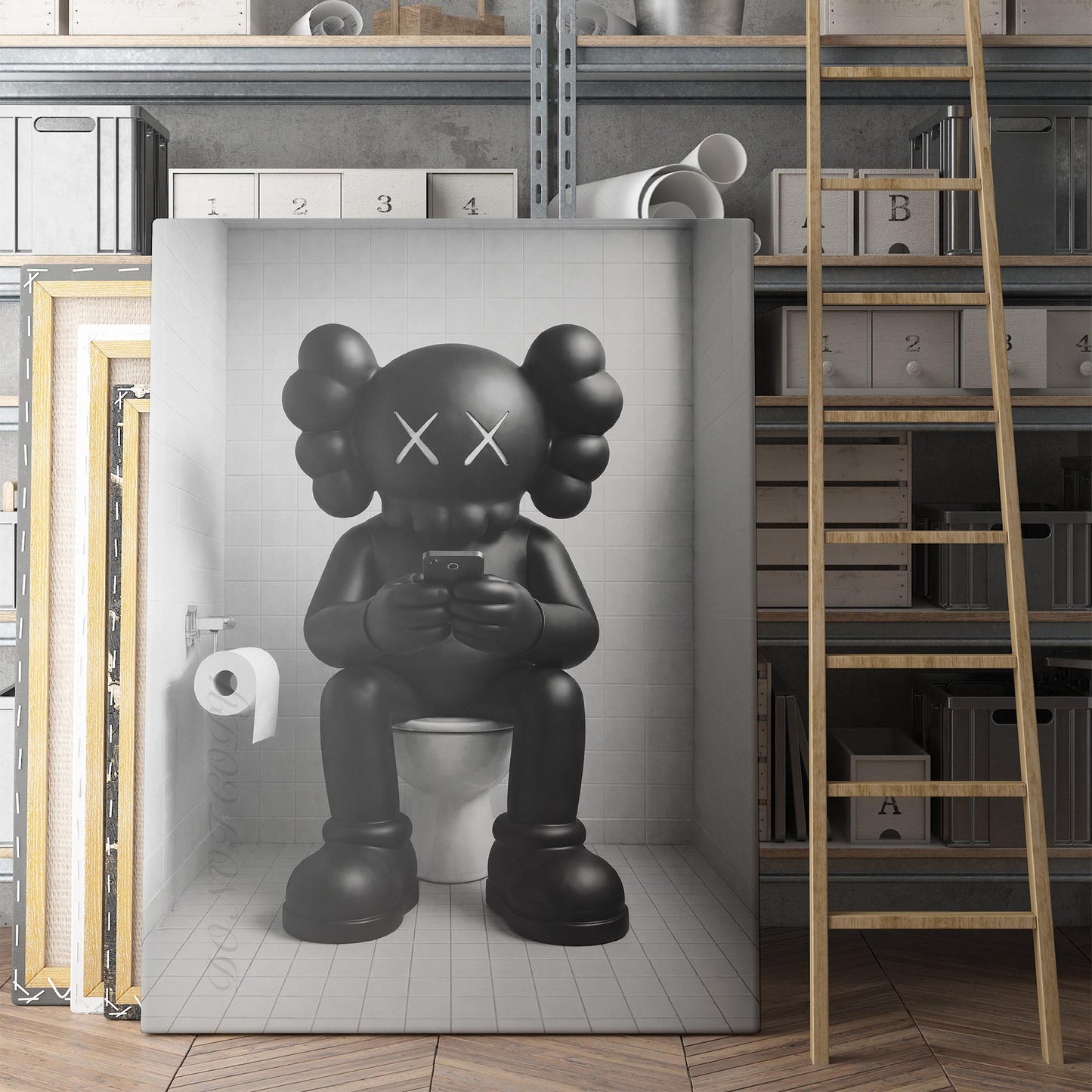 KAWS On The Phone On The Toilet
