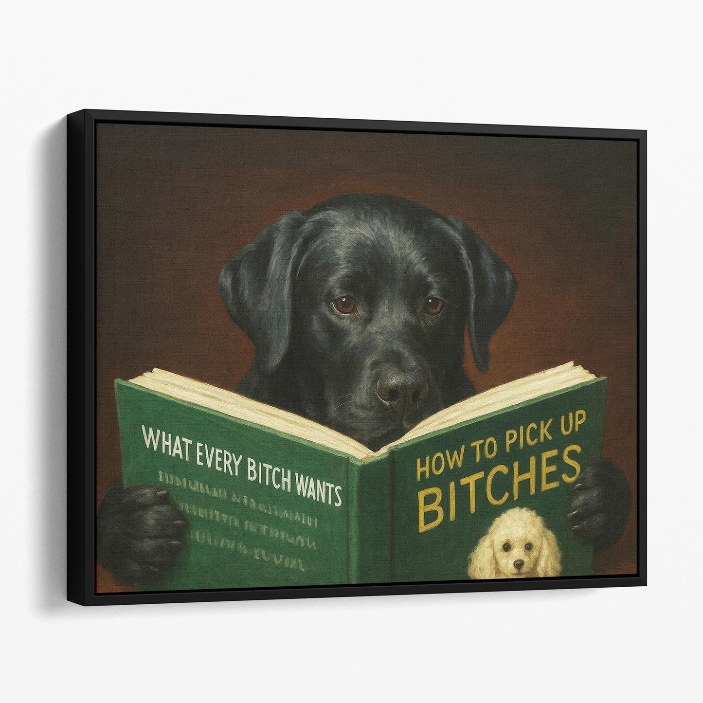 Black Labrador Retriever Dog Reading Dating Book