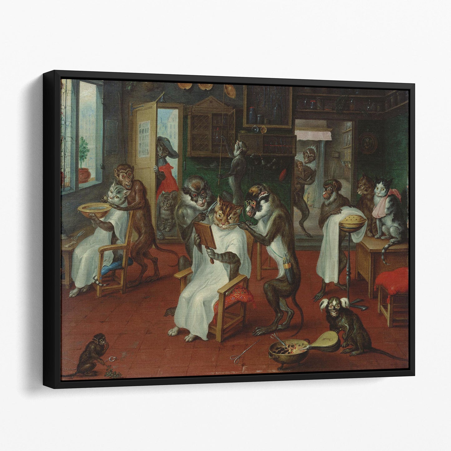 Barbershop With Monkeys And Cats By Abraham Teniers