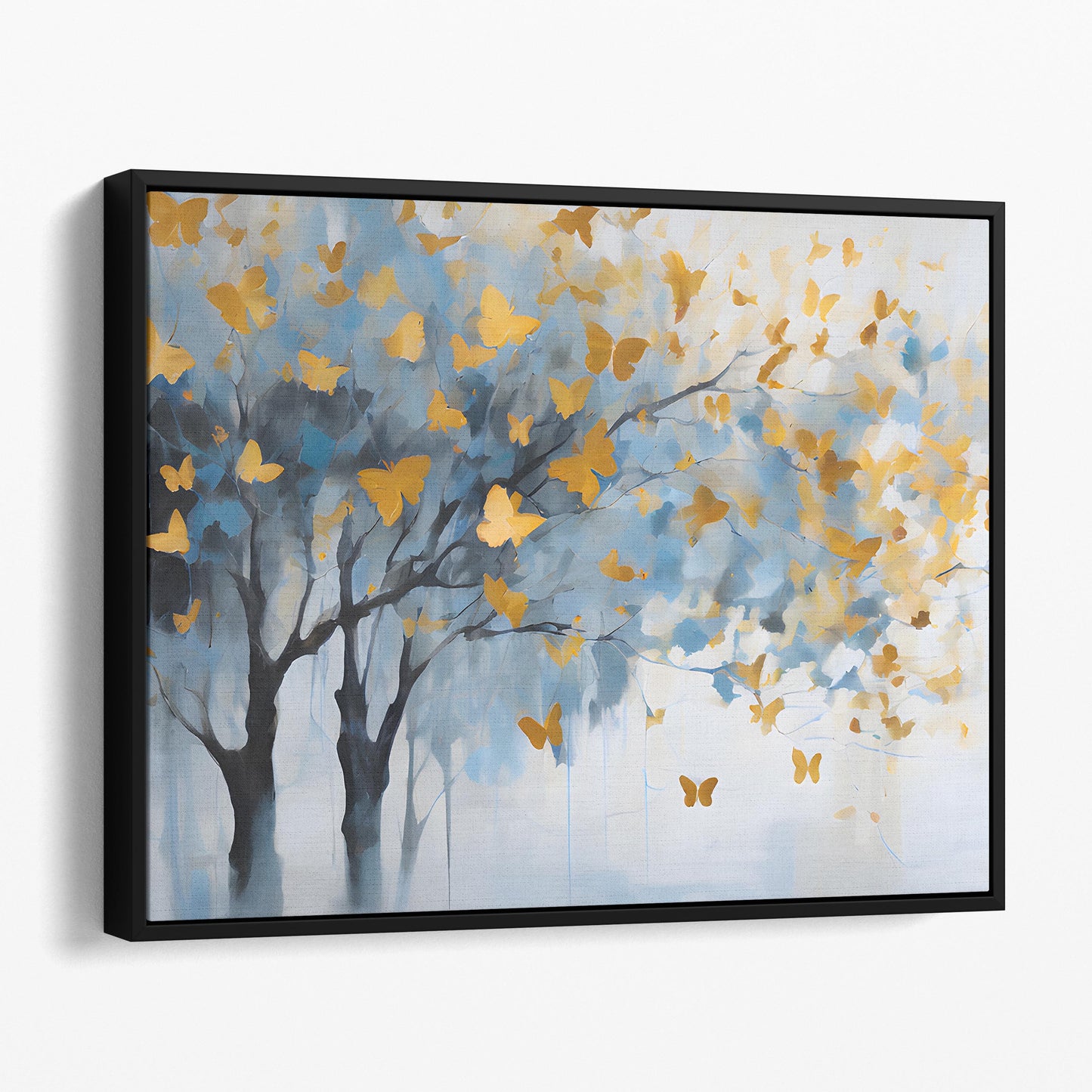 Golden Butterflies Abstract Forest