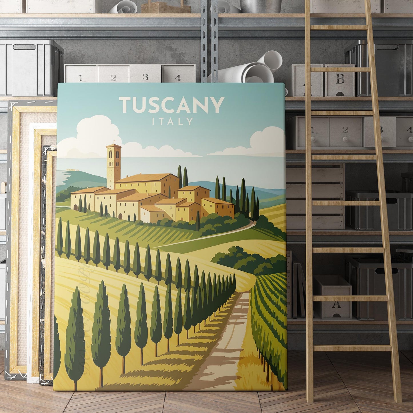 Tuscany Italy Vintage Travel Poster