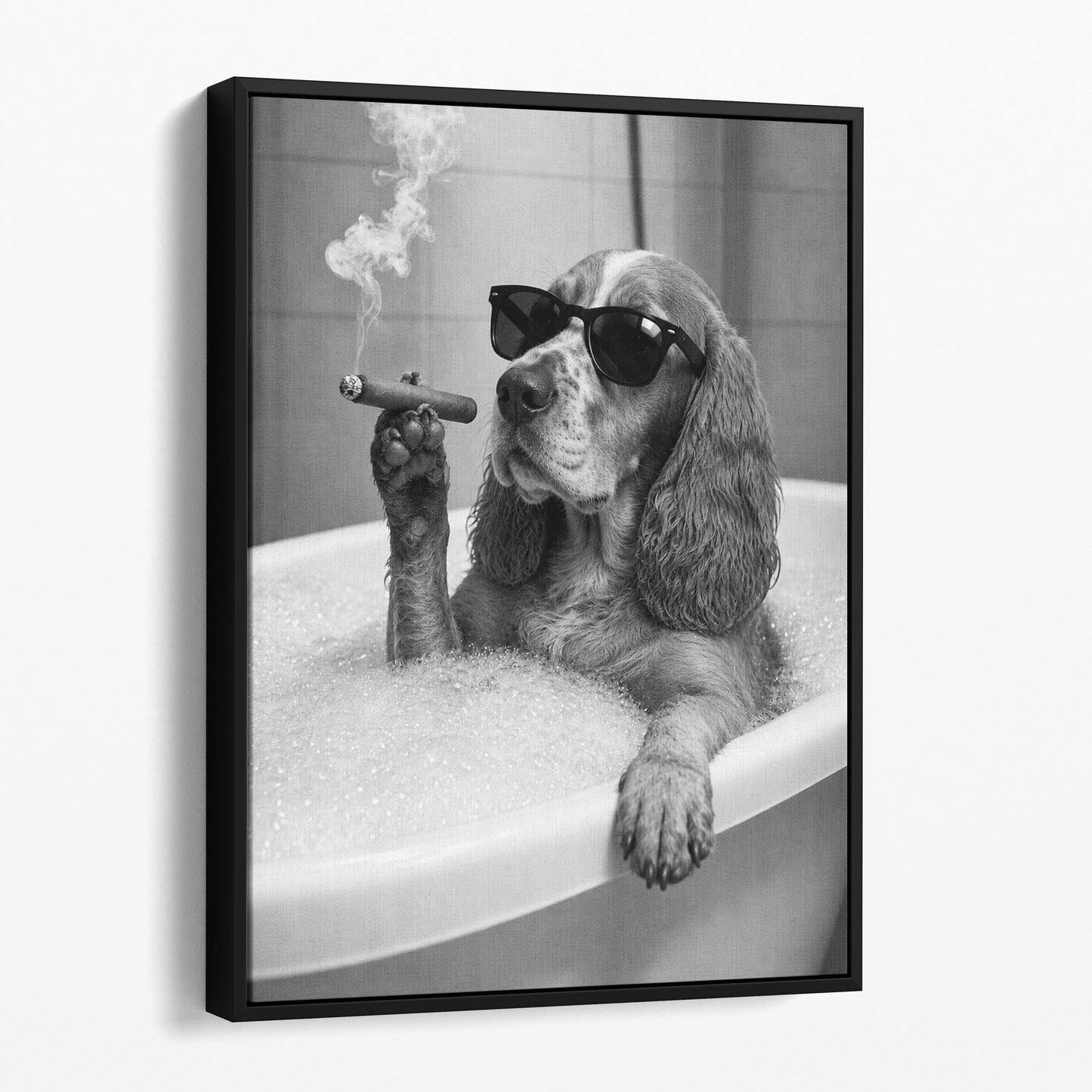 English Cocker Spaniel Dog Bathtub Cigar