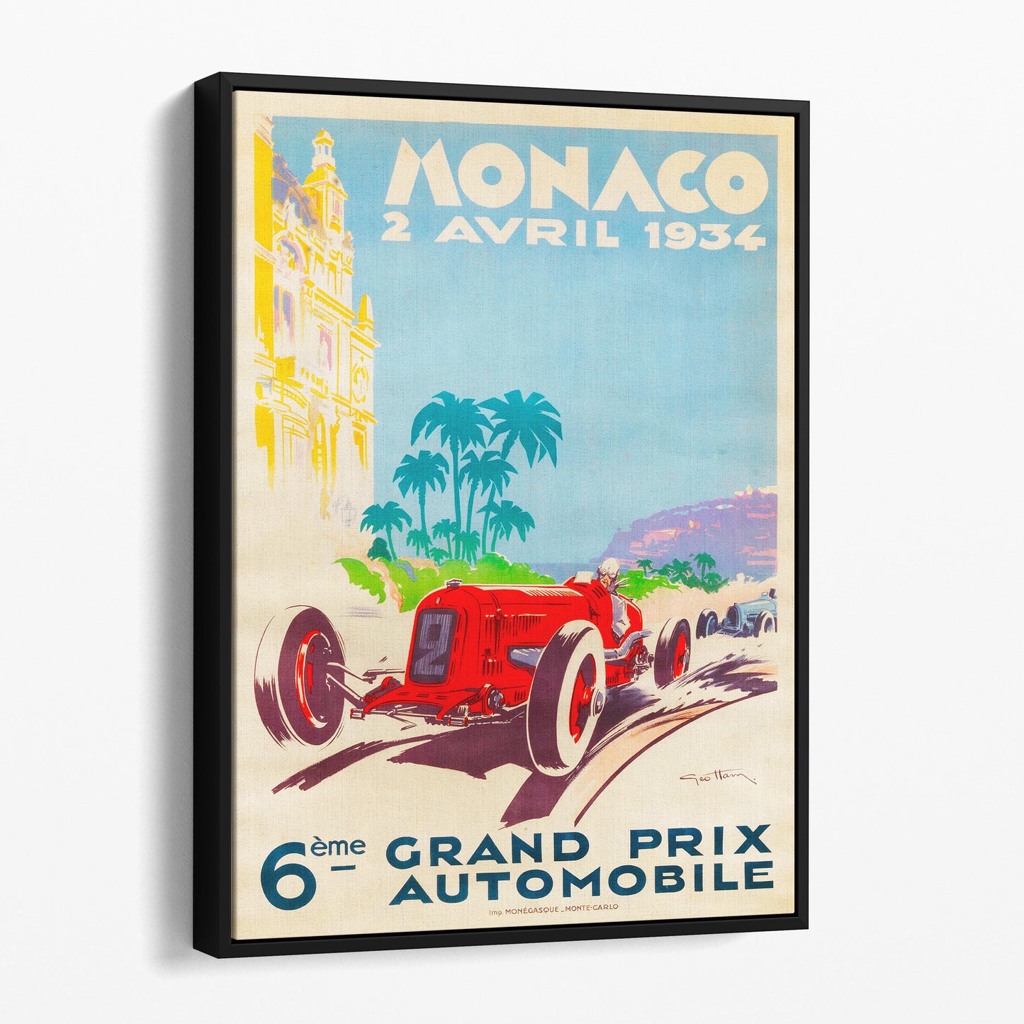 Monaco Grand Prix F1 Race 1934 Vintage Poster