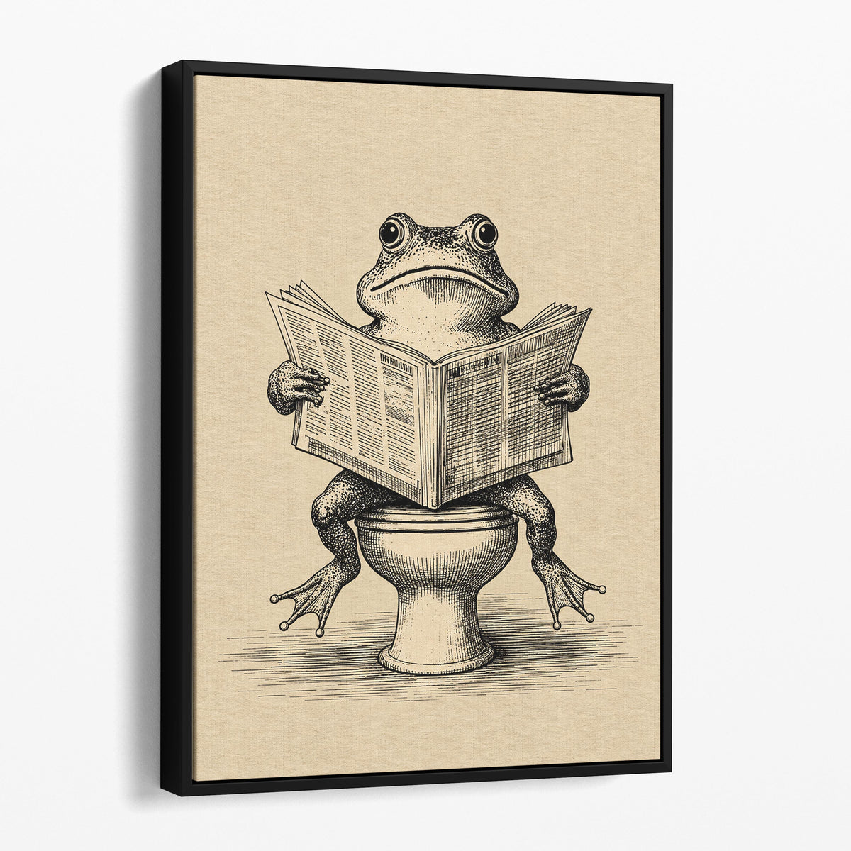 Frog On The Toilet Reading The Newspaper