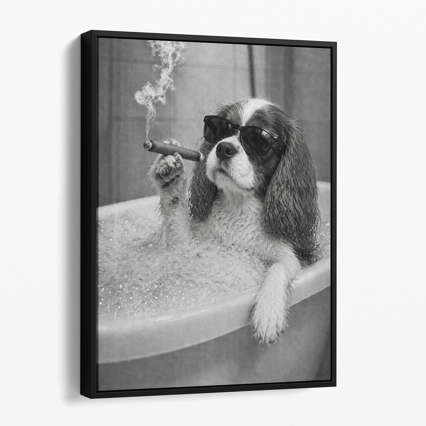 Cavalier King Charles Spaniel Dog Bathtub Cigar