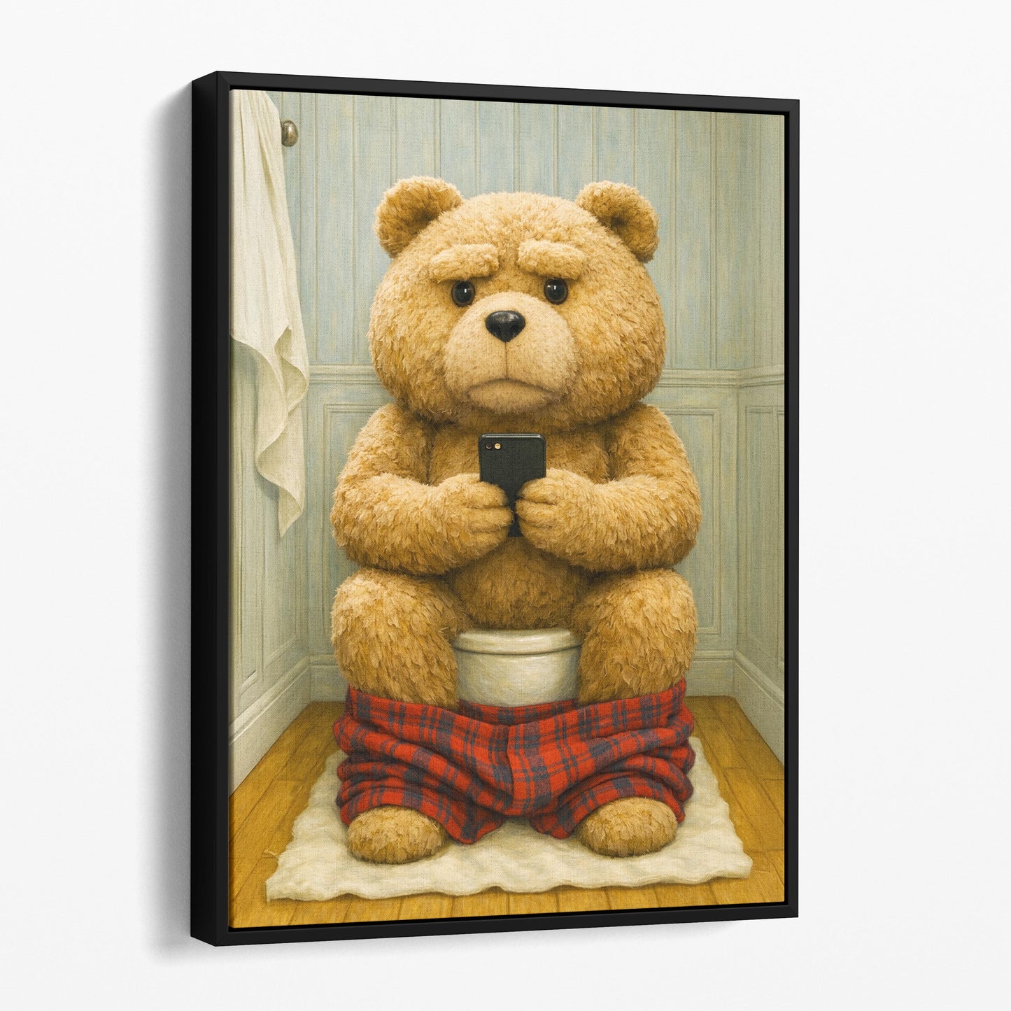 Teddy Bear On The Phone On The Toilet