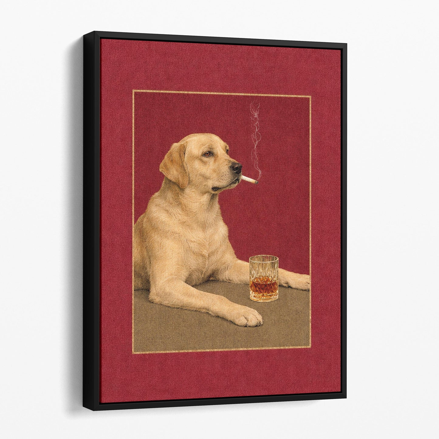 Yellow Labrador Retriever Dog Drink and a Cigarette