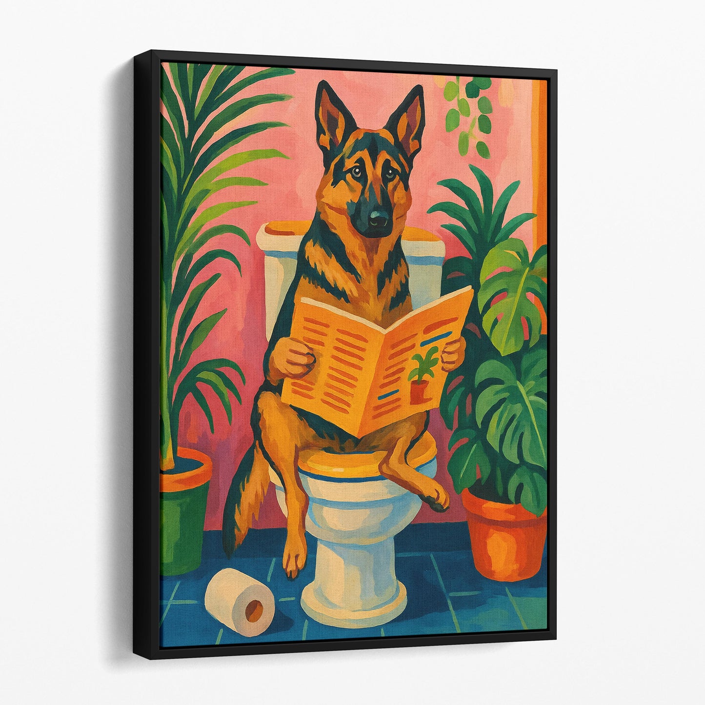 German Shepherd Reading The Newspaper On The Toilet Henri Matisse