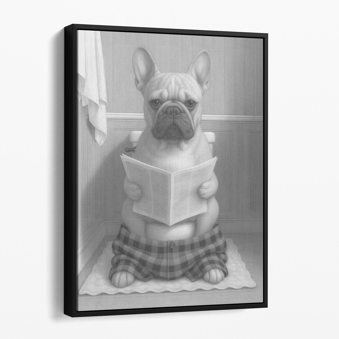 French Bulldog Reading The Newspaper On The Toilet II