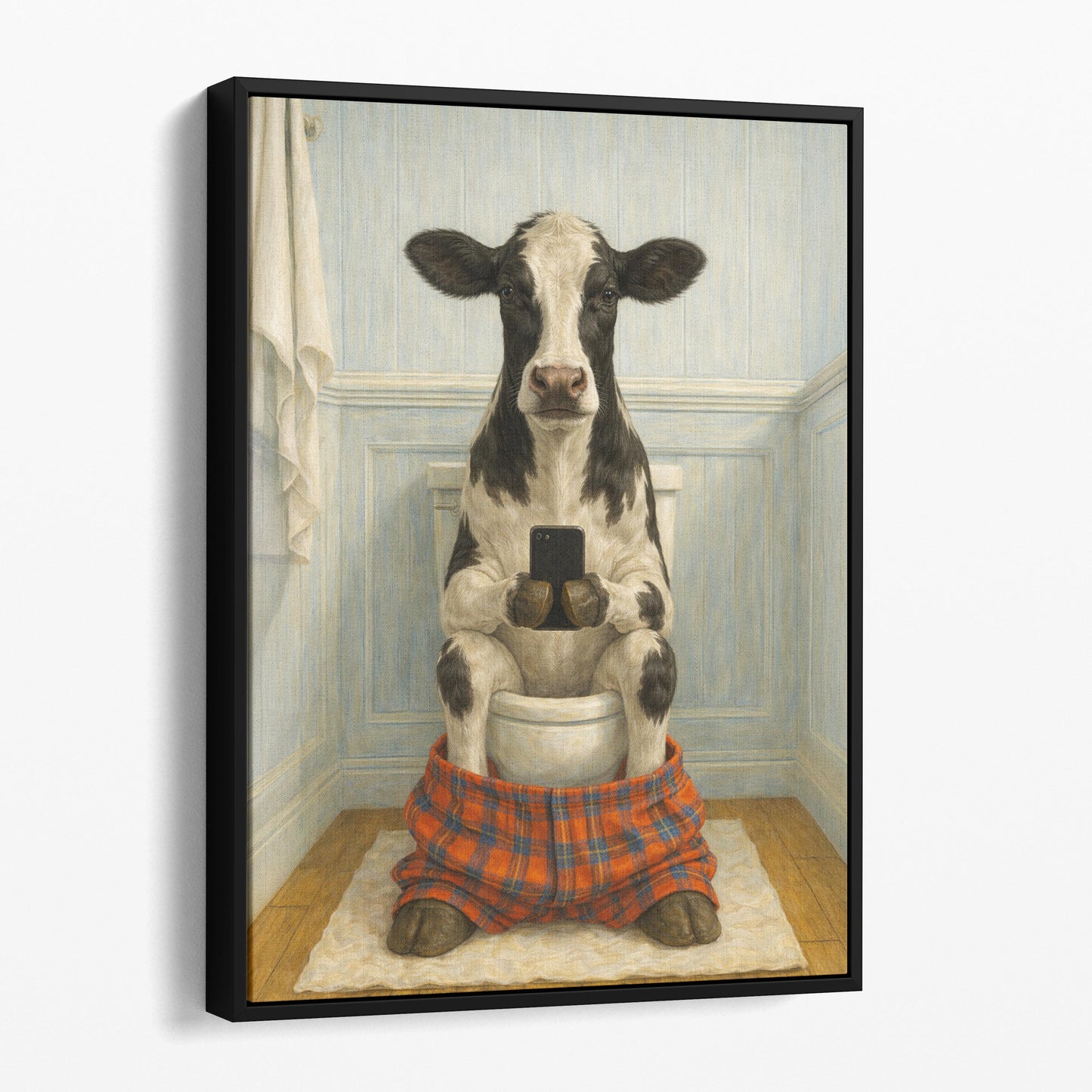 Cow On The Phone On The Toilet