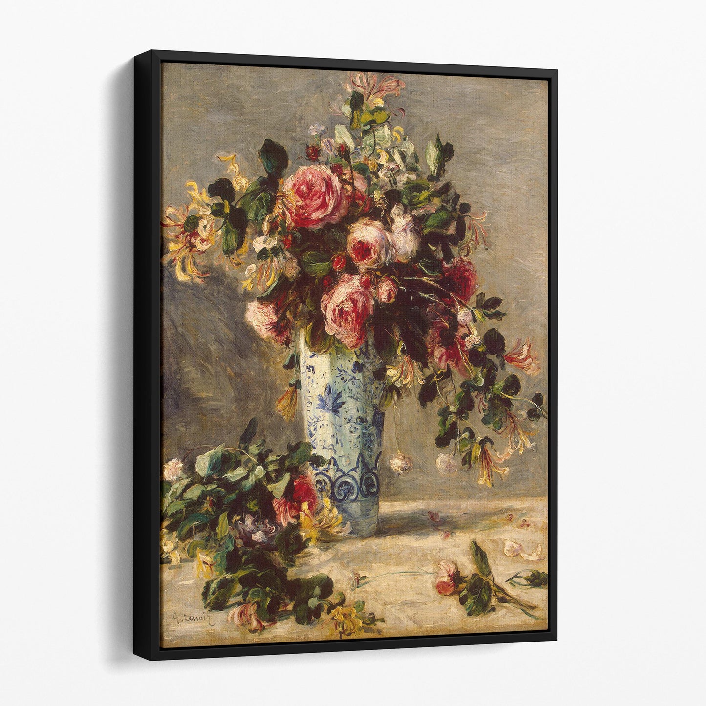 Roses And Jasmine In A Delft Vase by Renoir