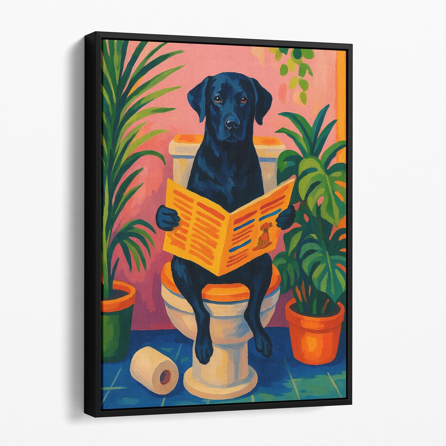 Black Labrador Dog Reading The Newspaper On The Toilet Henri Matisse