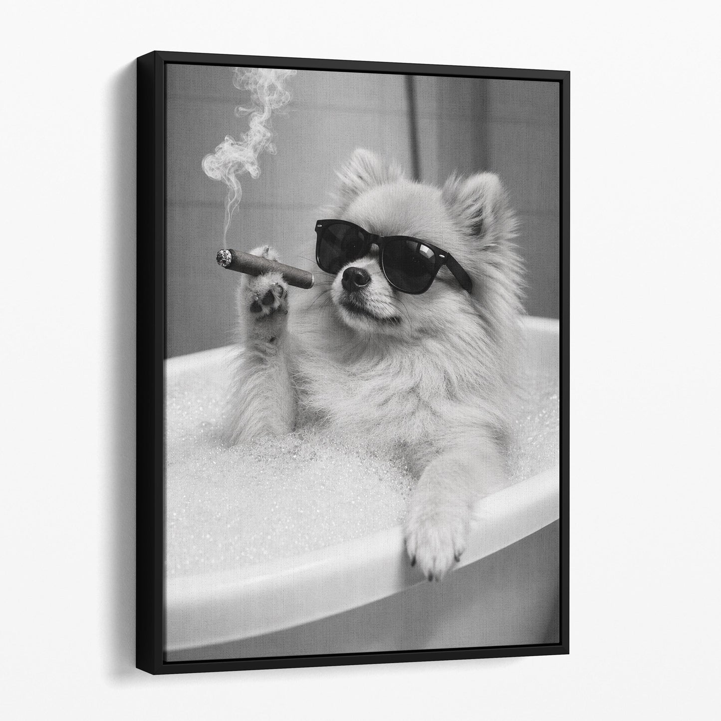 Pomeranian Dog Bathtub Cigar