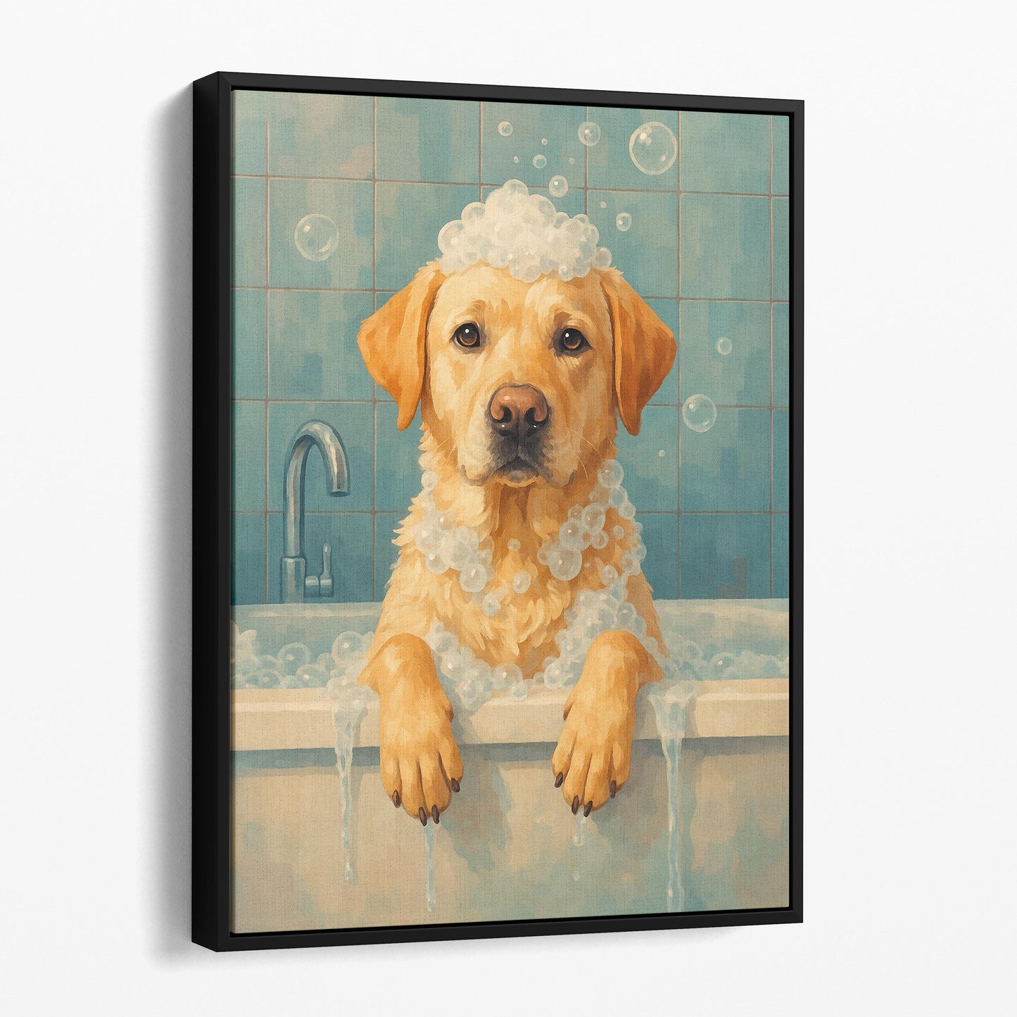 Yellow Labrador Retriever Dog Bathtub Bubble Bath