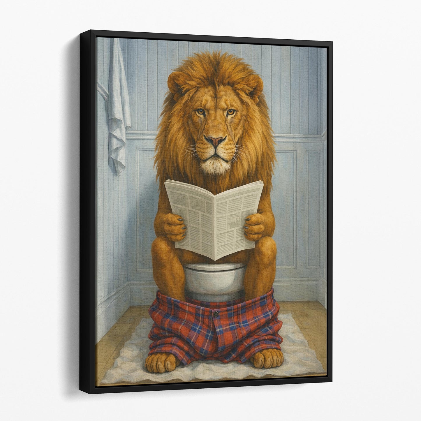Lion Reading The Newspaper On The Toilet