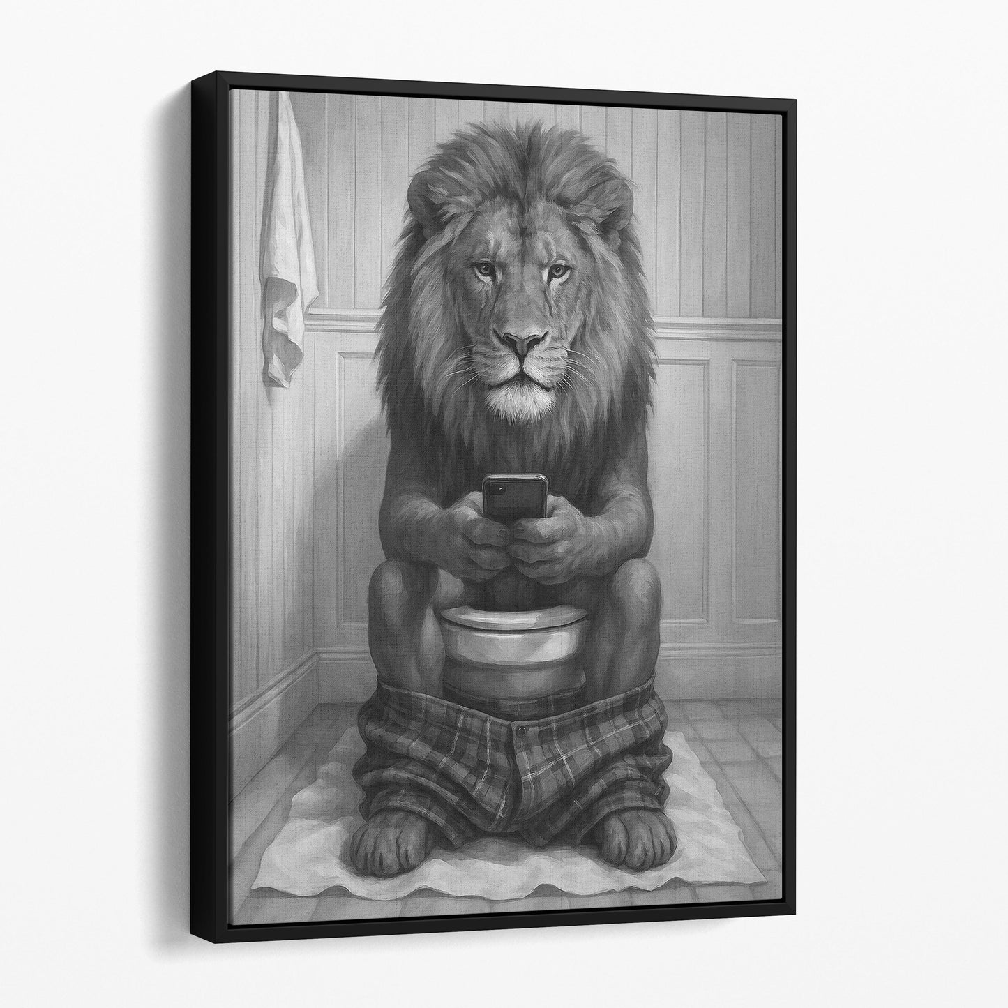 Lion On The Phone On The Toilet