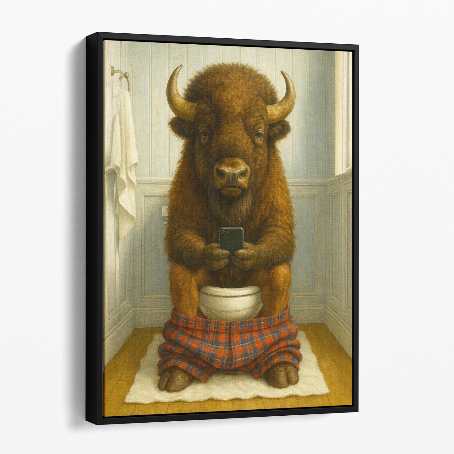 Buffalo On The Phone On The Toilet