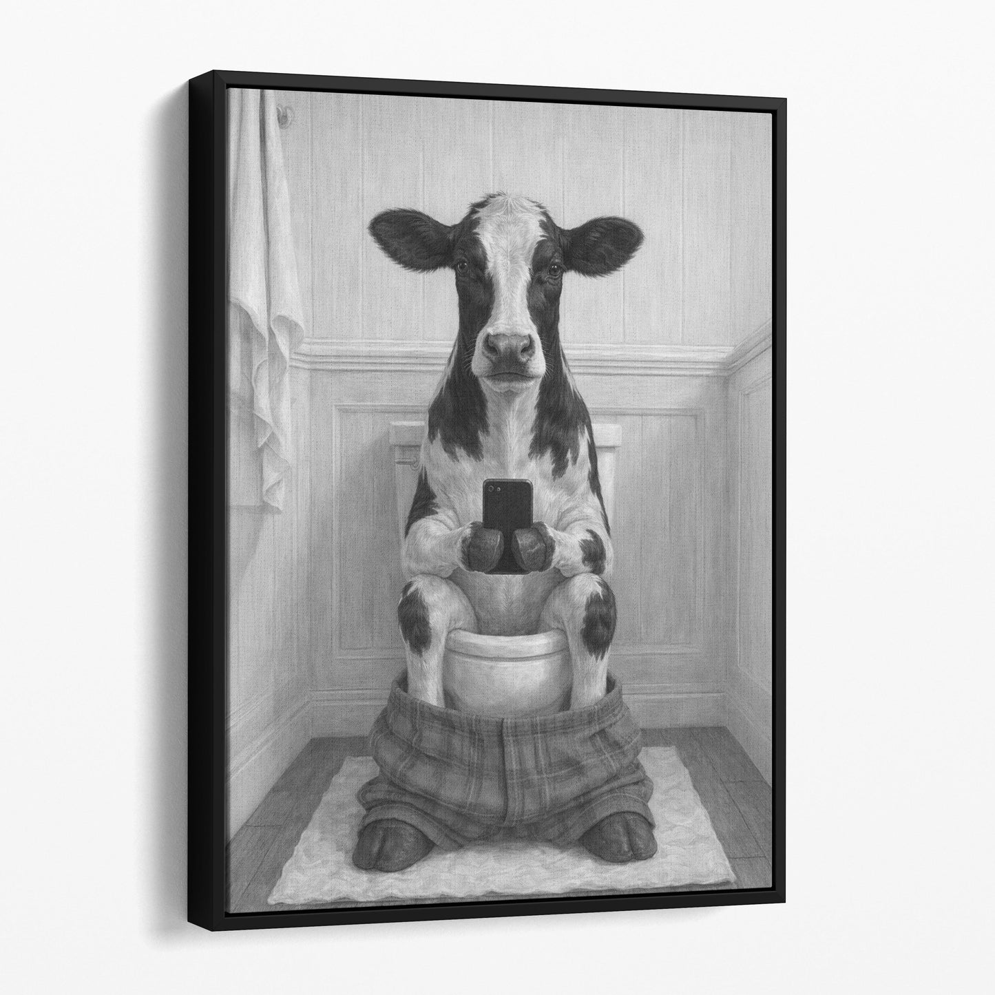 Cow On The Phone On The Toilet