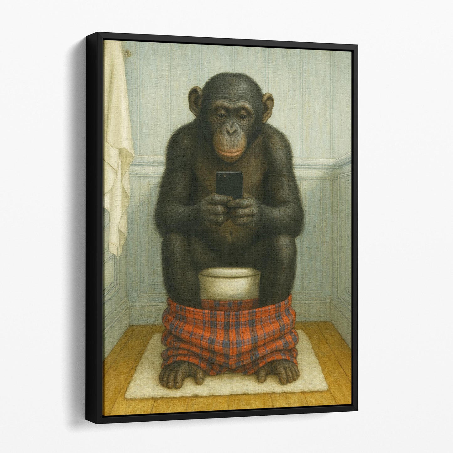 Monkey On The Phone On The Toilet