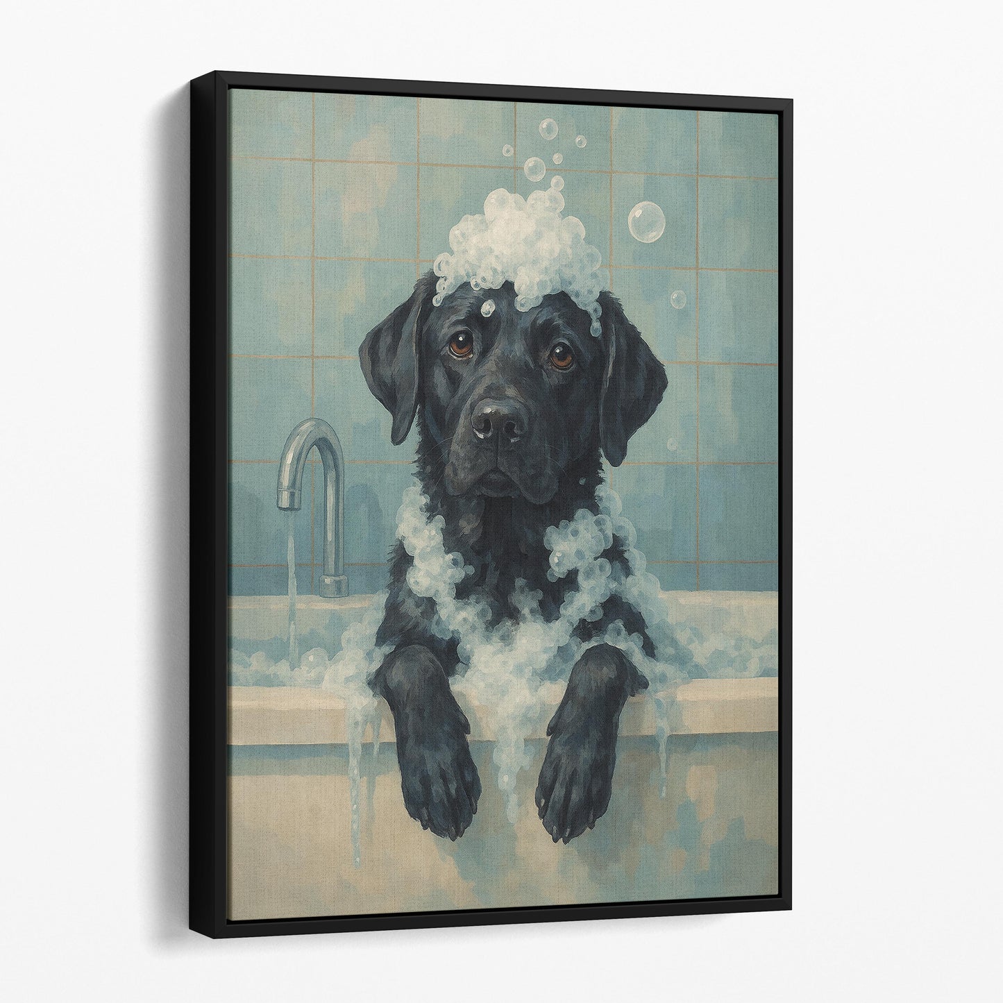 Black Labrador Retriever Dog Bathtub Bubble Bath