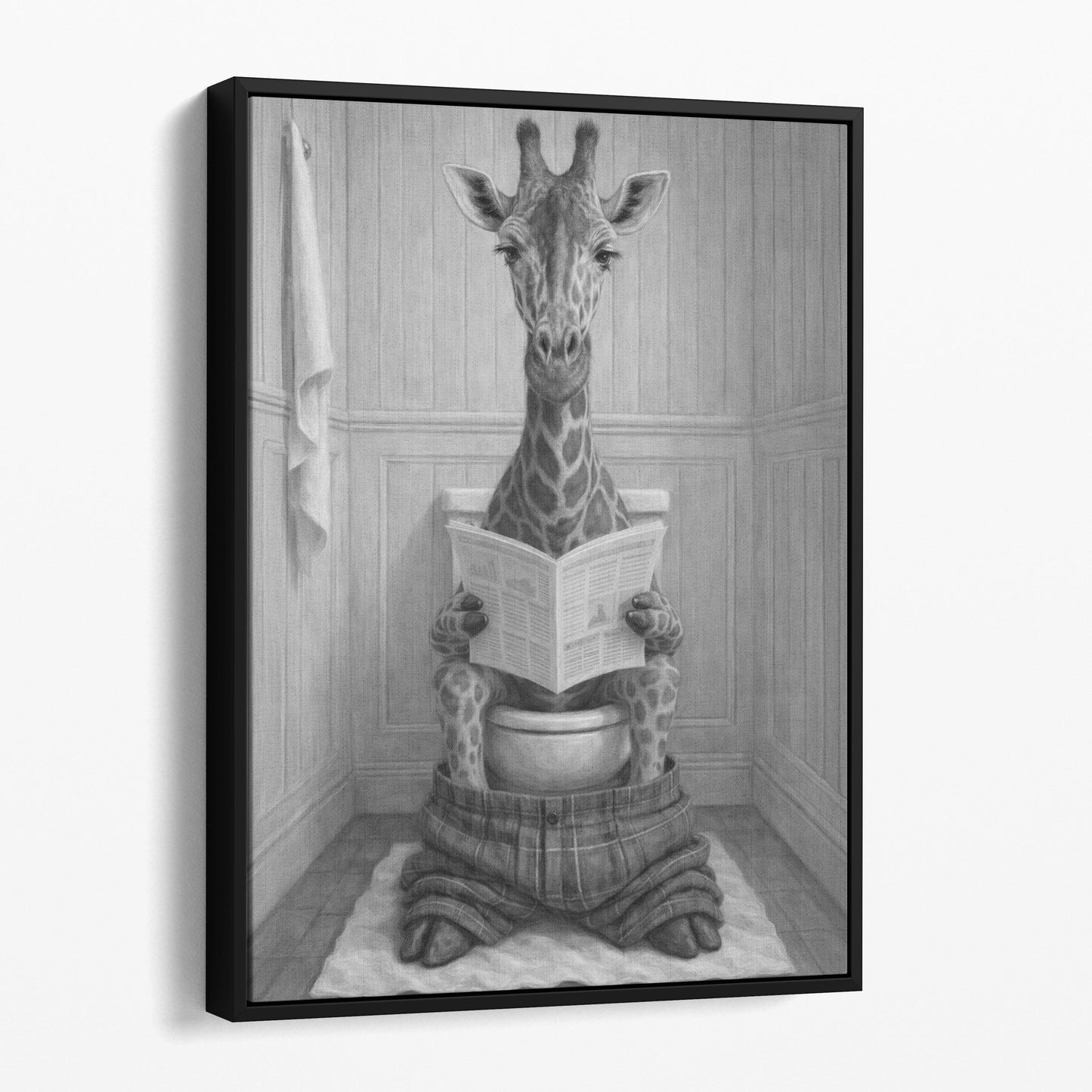 Giraffe Reading The Newspaper On The Toilet