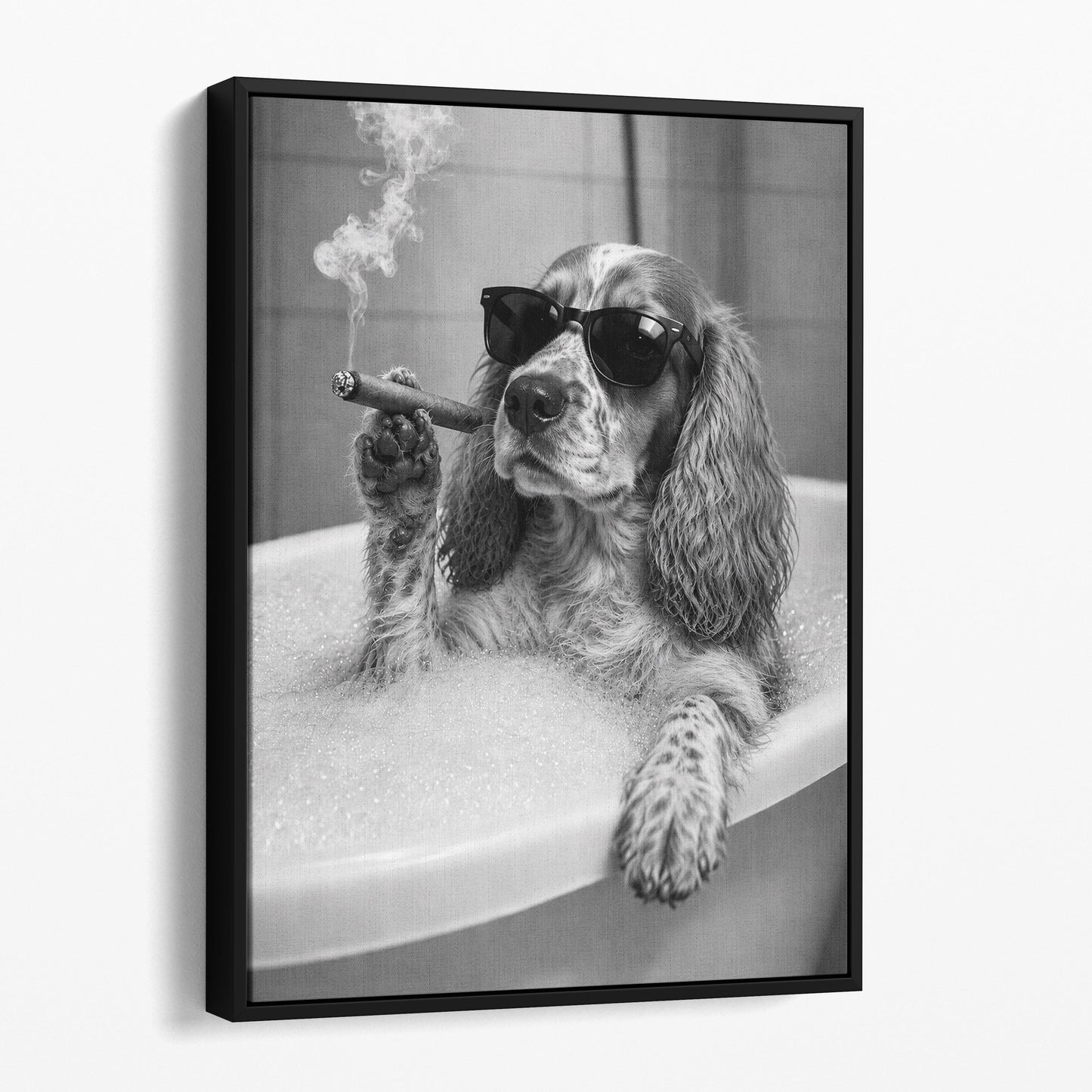 Cocker Spaniel Dog Bathtub Cigar