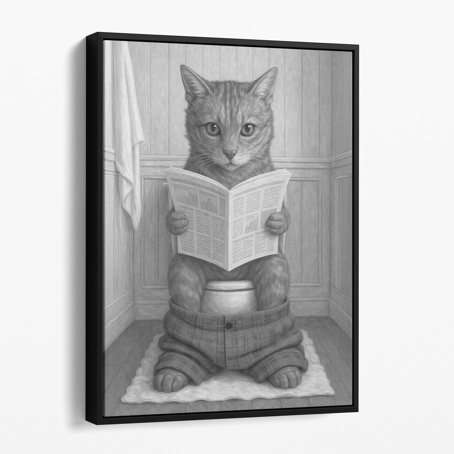 Cat Reading The Newspaper On The Toilet