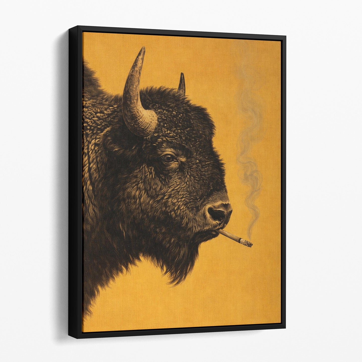 Buffalo Smoking A Cigarette