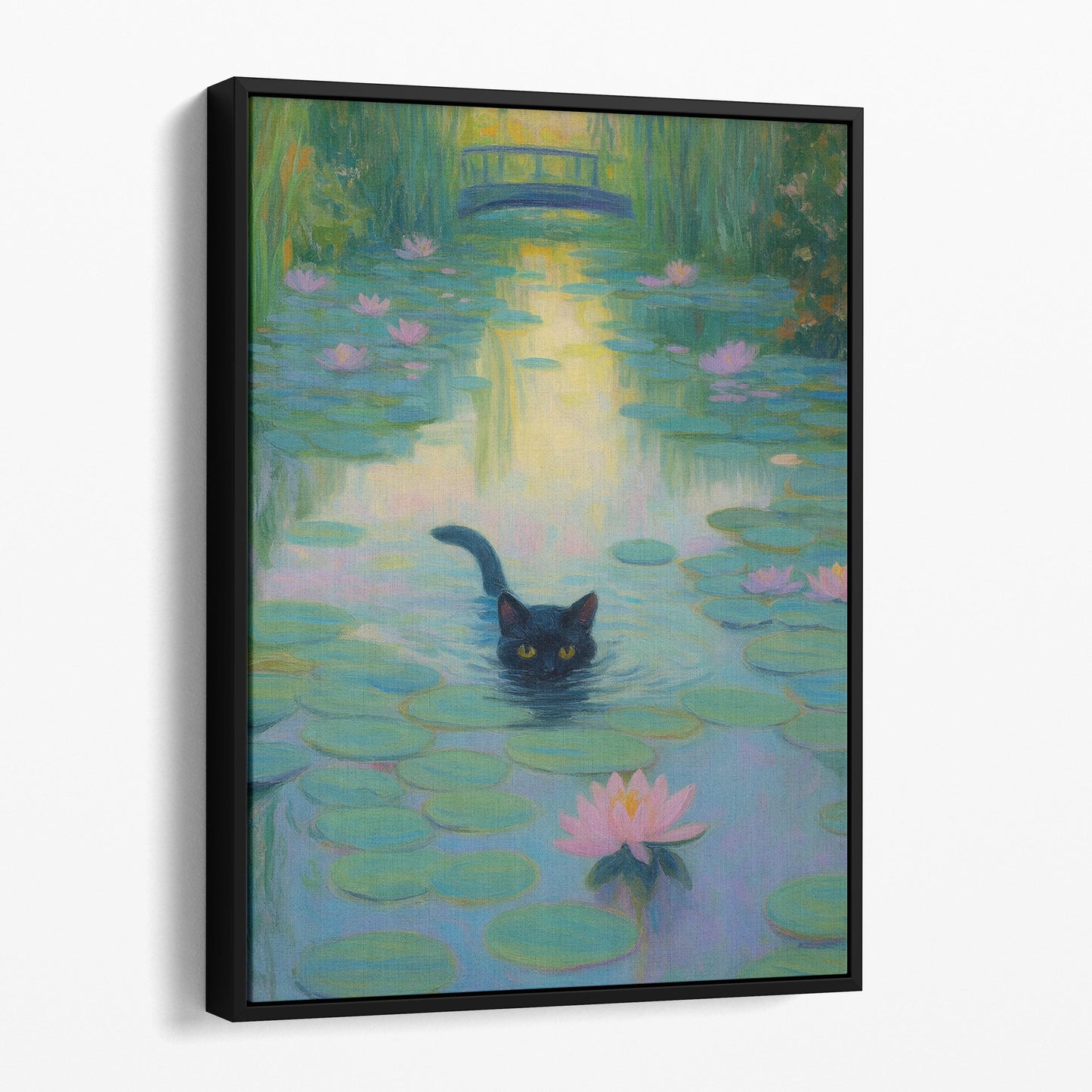 Water Lilies With Black Cat Claude Monet