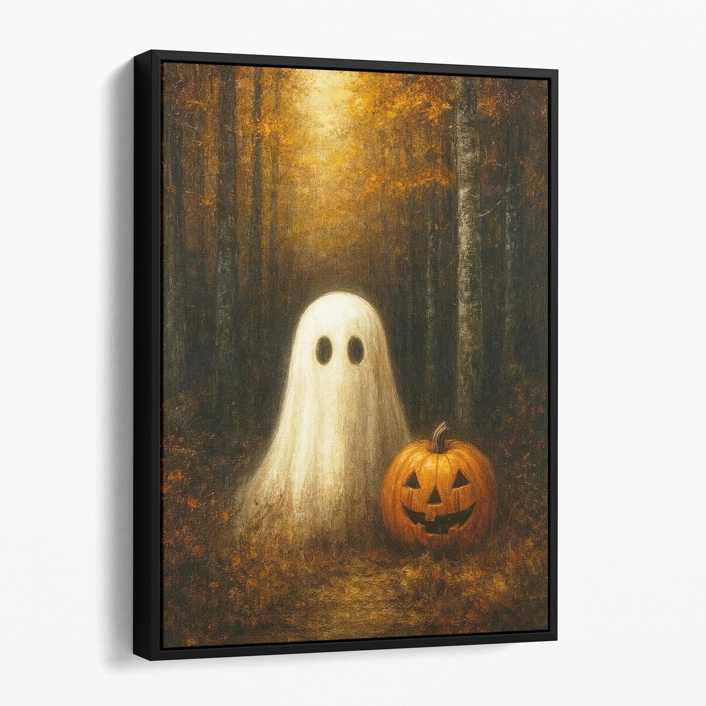 Ghost With A Pumpkin In The Forest