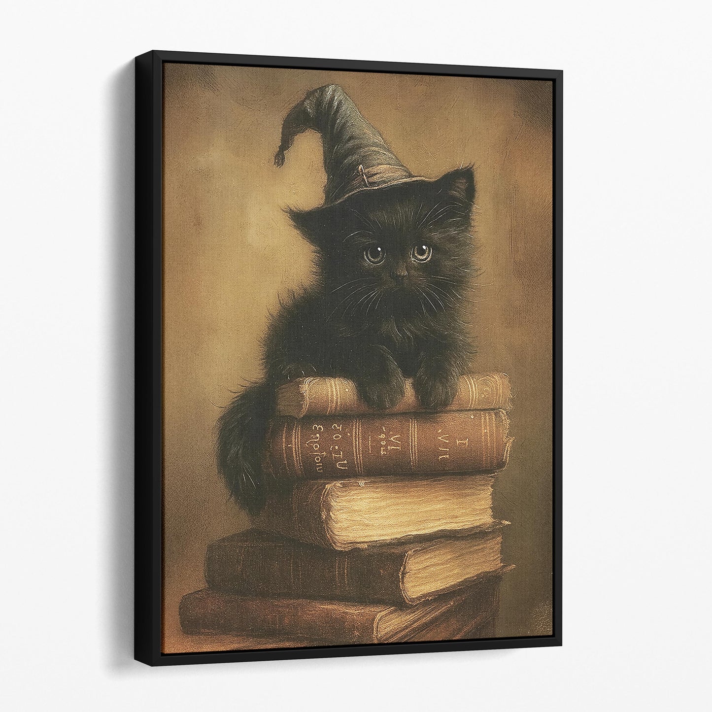 Black Cat On Stack Of Books