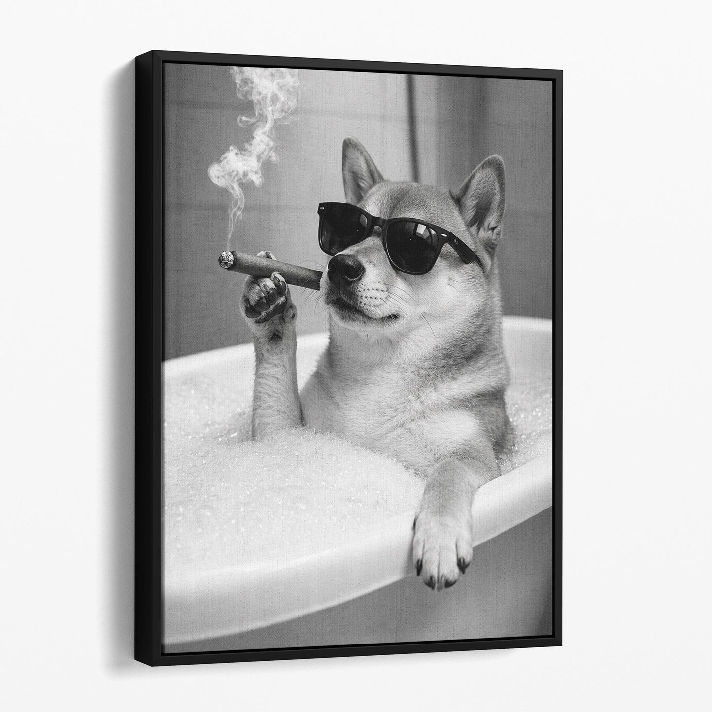 Shiba Inu Dog Bathtub Cigar